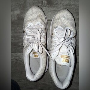 Nike Women's White and Gold Sneakers